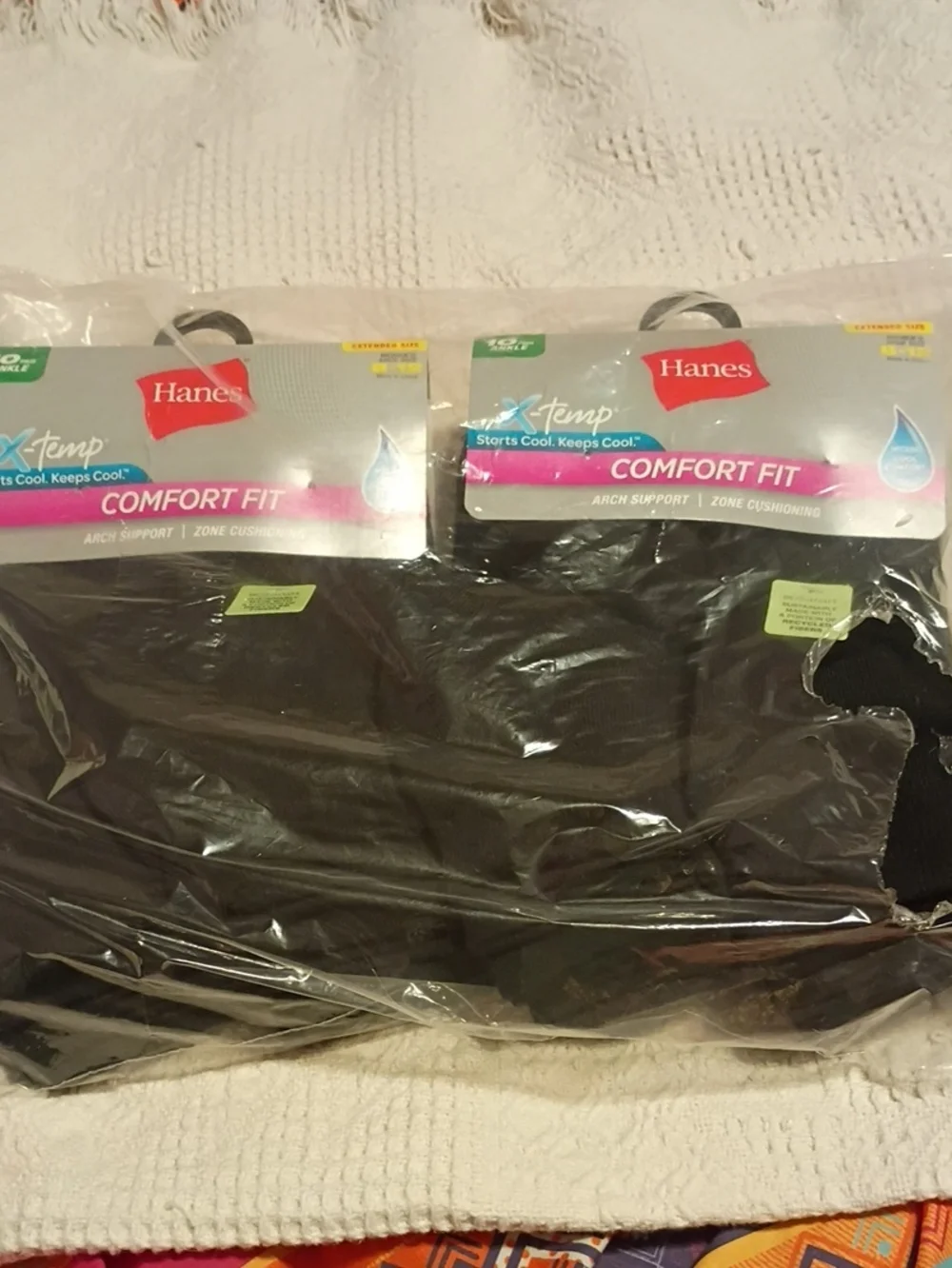 Hanes X-Temp Comfort Fit Women's Ankle Black Socks - 2-Pack